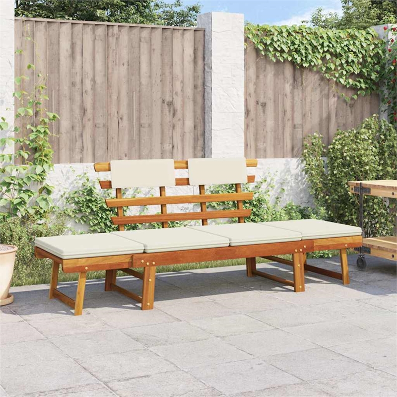 vidaXL Patio Bench with Cushions 2-in-1 74.8