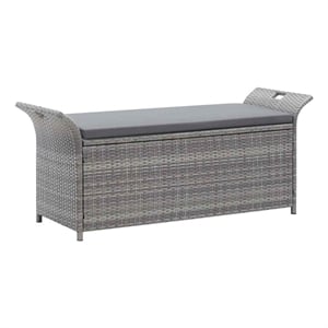 vidaXL Storage Bench with Cushion Gray 54.3&quot Poly Rattan