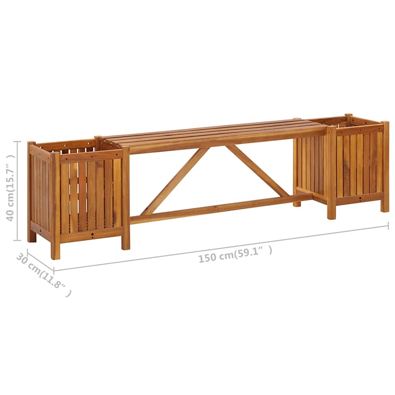 vidaXL Patio Bench with 2 Planters 59.1