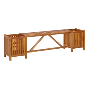 vidaXL Patio Bench with 2 Planters 59.1&quotx11.8&quotx15.7&quot Solid Acacia Wood