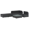 vidaXL 6 Piece Patio Lounge Set with Cushions Poly Rattan Black