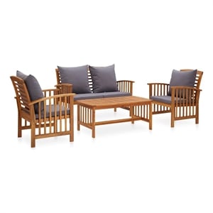vidaXL 4 Piece Patio Lounge Set with Cushions Solid Acacia Wood