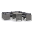 vidaXL 9 Piece Patio Lounge Set with Cushions Poly Rattan Gray