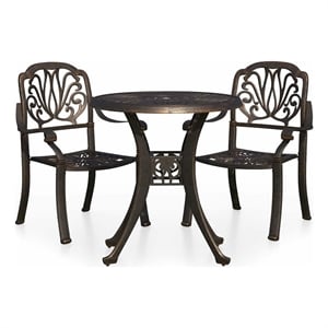 vidaXL 3 Piece Bistro Set Cast Aluminum Bronze