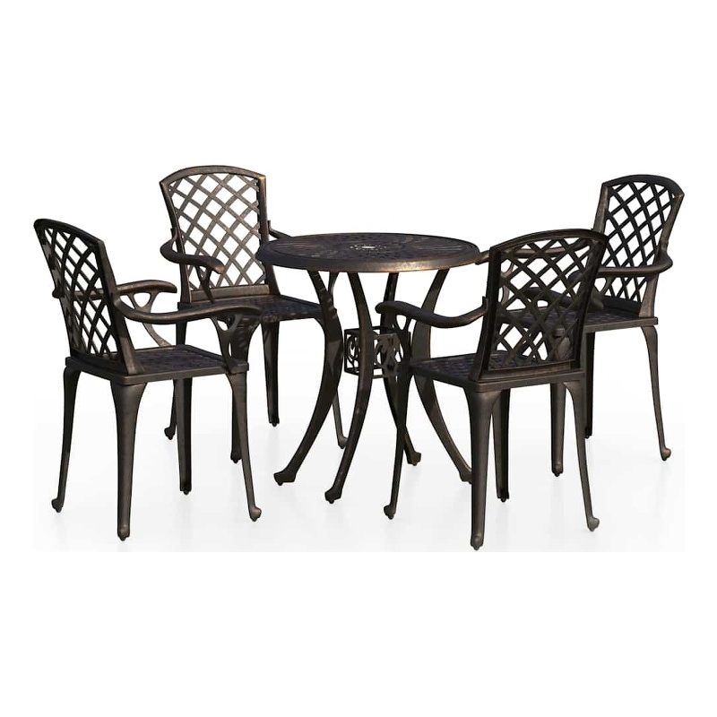vidaXL 5 Piece Bistro Set Cast Aluminum Bronze