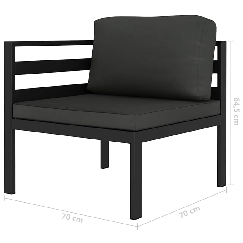 vidaXL 3 Piece Patio Lounge Set with Cushions Aluminum Anthracite