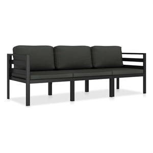 vidaXL 3 Piece Patio Lounge Set with Cushions Aluminum Anthracite