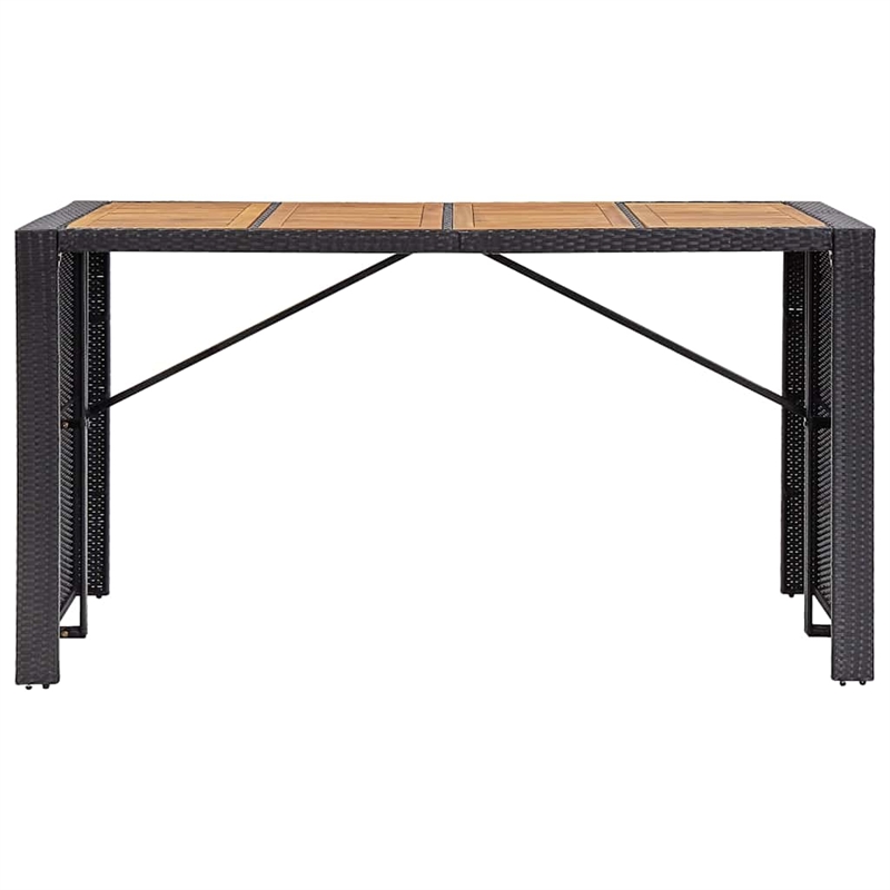vidaXL 9 Piece Patio Bar Set Poly Rattan and Acacia Wood Black