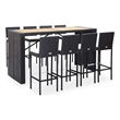 vidaXL 9 Piece Patio Bar Set Poly Rattan and Acacia Wood Black