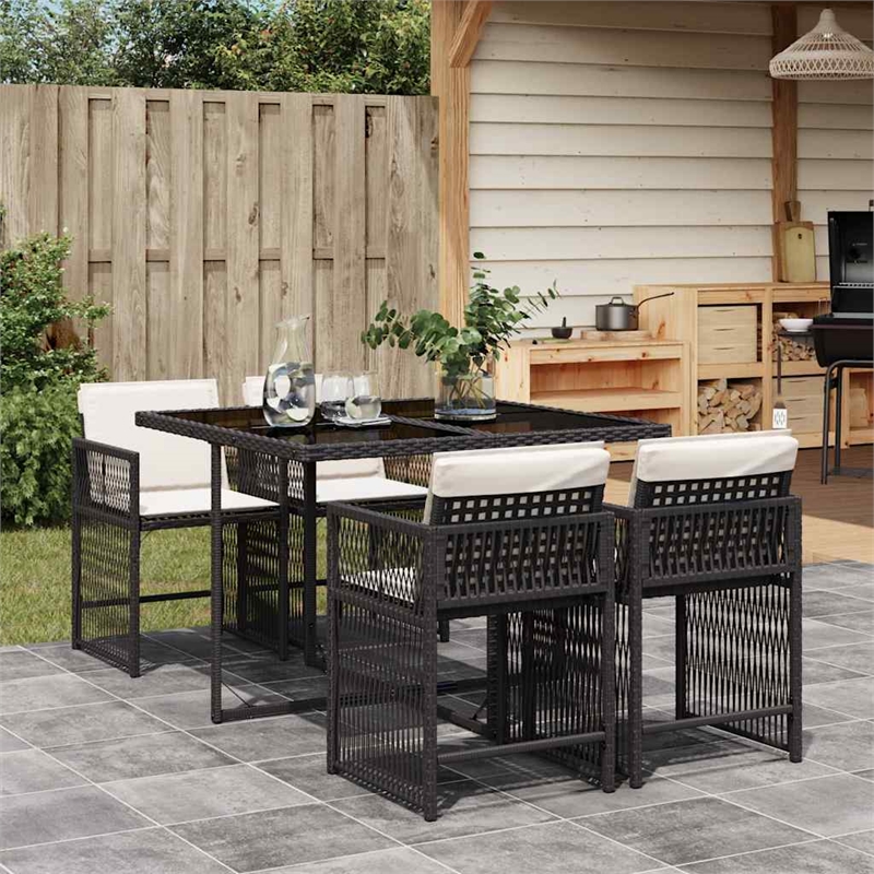 vidaXL Garden Dining Set Black Rattan 28.7