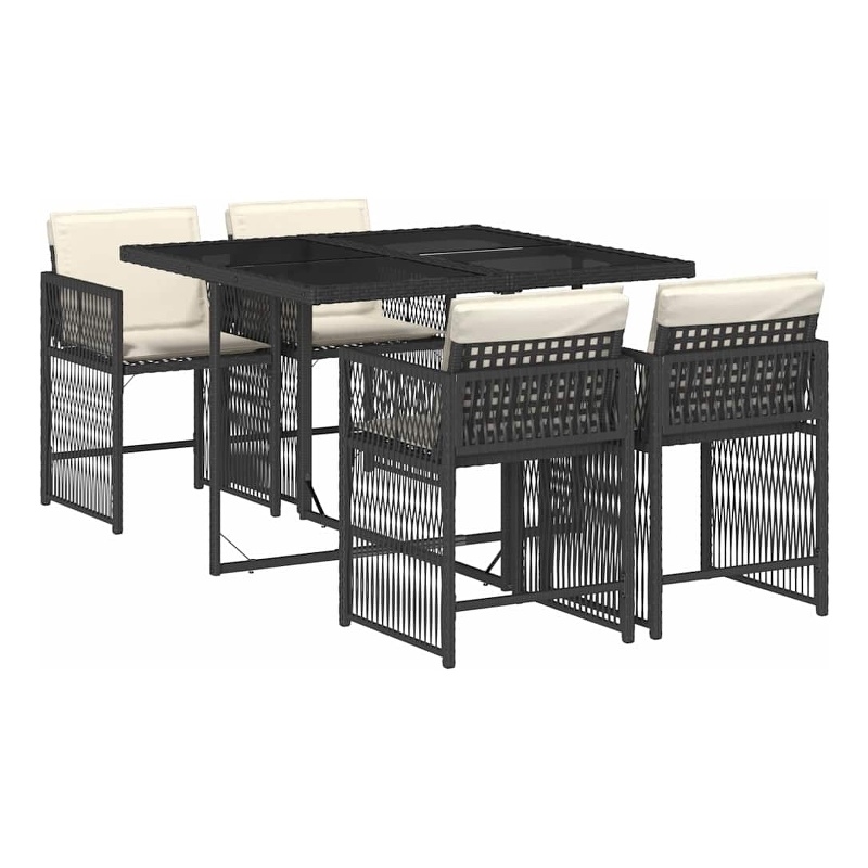 vidaXL Garden Dining Set Black Rattan 28.7