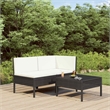 vidaXL 3 Piece Patio Lounge Set with Cushions Poly Rattan Black