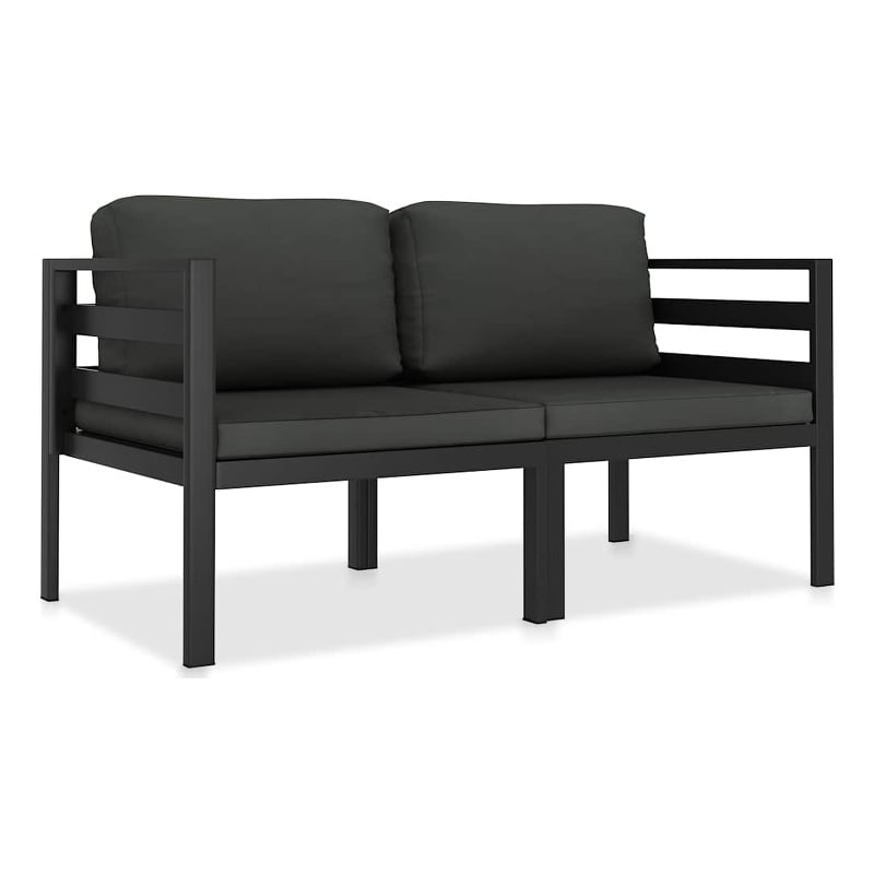 vidaXL 2 Piece Patio Sofa Set with Cushions Aluminum Anthracite