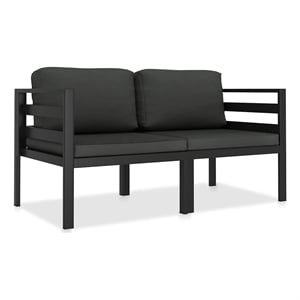vidaXL 2 Piece Patio Sofa Set with Cushions Aluminum Anthracite