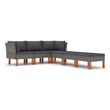 vidaXL 6 Piece Patio Lounge Set with Cushions Poly Rattan Gray