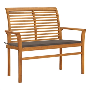vidaXL Patio Bench with Taupe Cushion 44.1&quot Solid Teak Wood