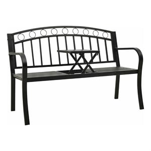 vidaXL Patio Bench with a Table 49.2&quot Steel Black