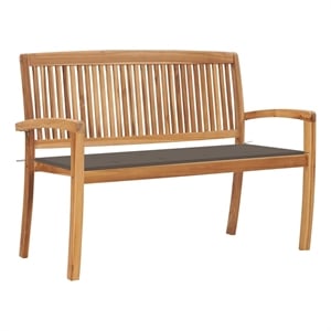 vidaXL Stacking Patio Bench with Cushion 50.6&quot Solid Teak Wood