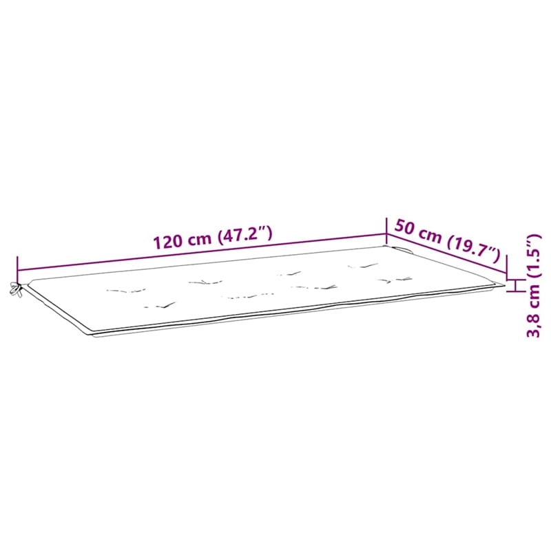 vidaXL Folding Patio Bench with Cushion 46.4