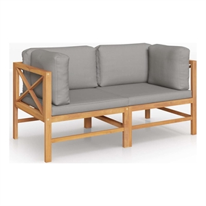 vidaXL 2-seater Patio Bench with Dark Gray Cushions