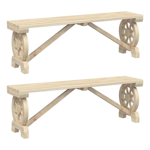 vidaXL Patio Benches 2 pcs Solid Wood Fir