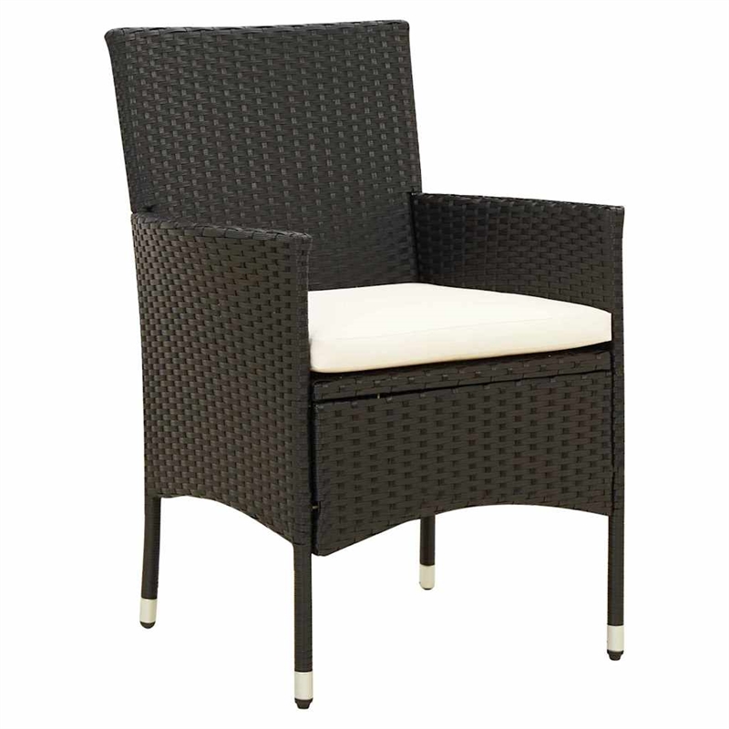 vidaXL Patio Chairs with Cushions 2 pcs Poly Rattan Black