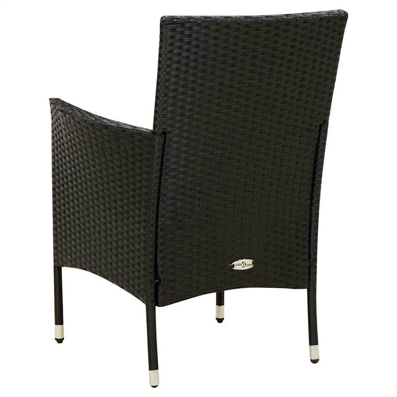 vidaXL Patio Chairs with Cushions 2 pcs Poly Rattan Black