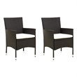vidaXL Patio Chairs with Cushions 2 pcs Poly Rattan Black