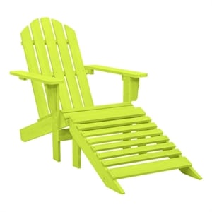 vidaXL Patio Adirondack Chair with Ottoman Solid Fir Wood Green
