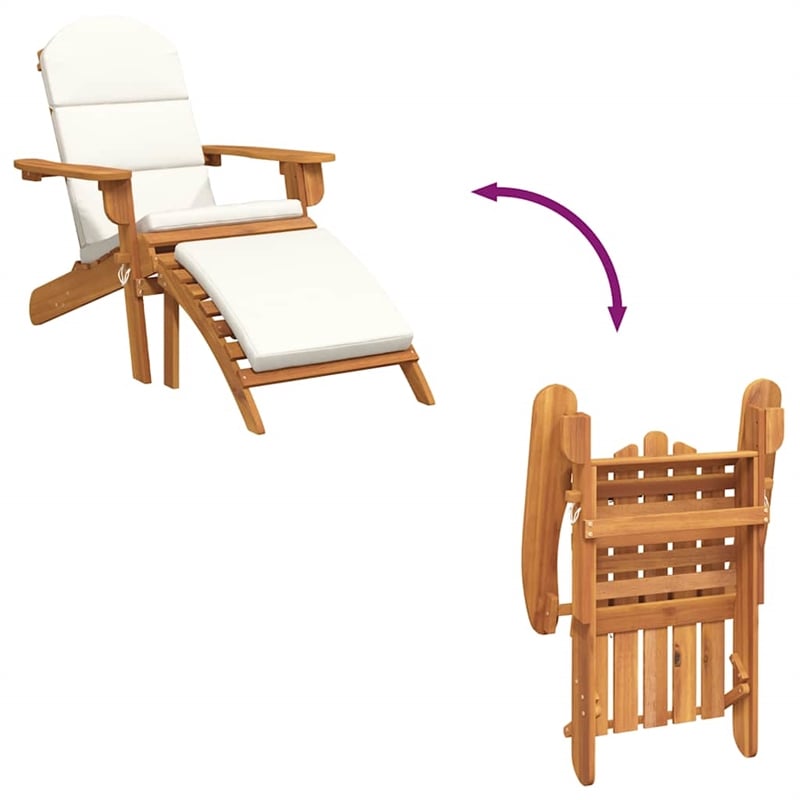 vidaXL Adirondack Patio Chair with Footrest Solid Wood Acacia