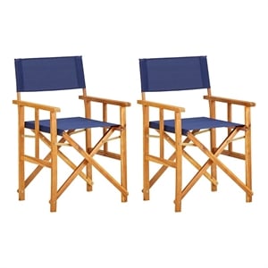 vidaXL Director's Chairs 2 pcs Solid Acacia Wood Blue
