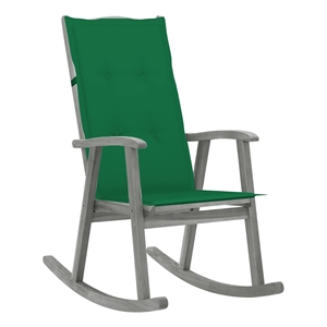 vidaXL Rocking Chair with Cushions Gray Solid Acacia Wood