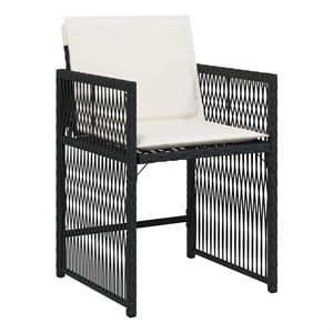 vidaXL Garden Chair Set of 4 Black PE Rattan Standard Foldable