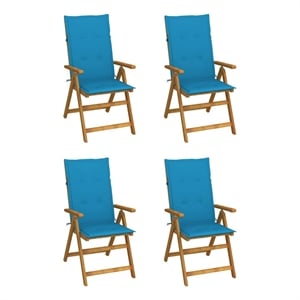 vidaXL Patio Reclining Chairs 4 pcs with Cushions Solid Acacia Wood