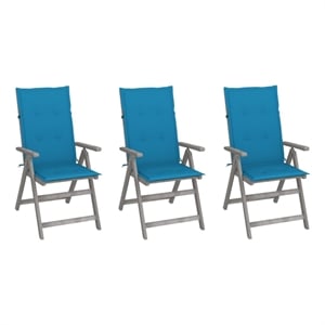 vidaXL Patio Reclining Chairs 3 pcs with Cushions Solid Acacia Wood