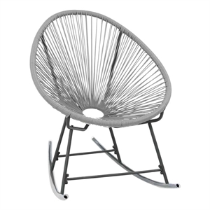 vidaXL Outdoor Rocking Moon Chair Gray Poly Rattan