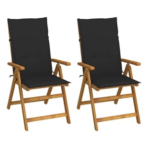 vidaXL Patio Reclining Chairs 2 pcs with Cushions Solid Acacia Wood
