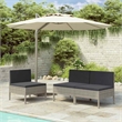 vidaXL Patio Chairs 3 pcs with Cushions Poly Rattan Gray
