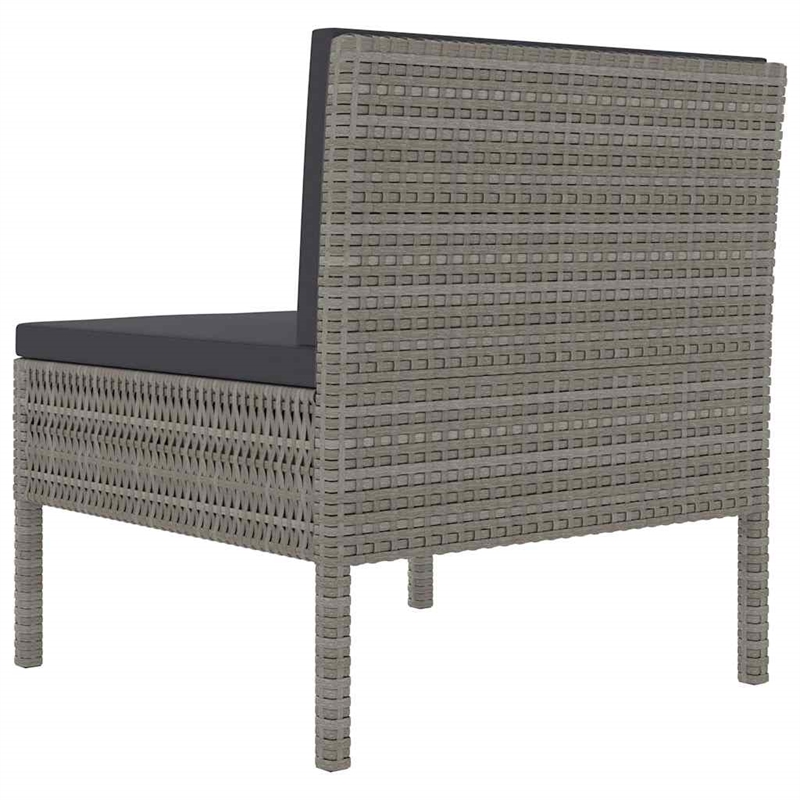 vidaXL Patio Chairs 3 pcs with Cushions Poly Rattan Gray
