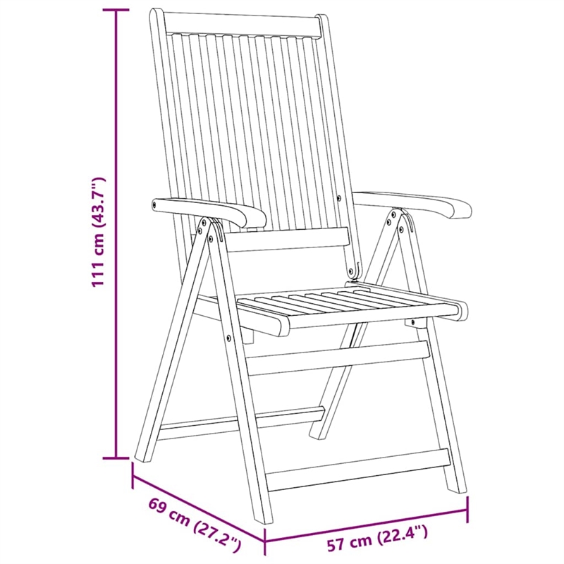 vidaXL Folding Patio Chairs 8 pcs Solid Acacia Wood