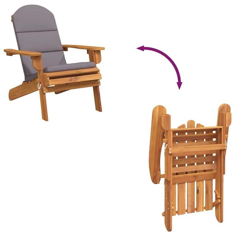vidaXL Adirondack Patio Chair with Cushions Solid Wood Acacia