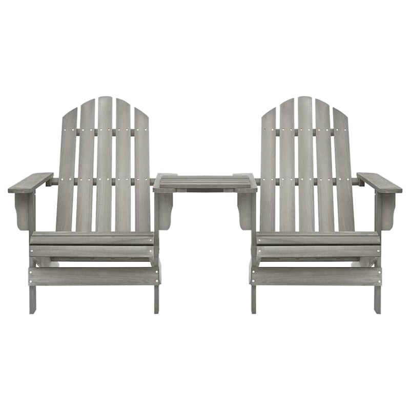 vidaXL Patio Adirondack Chairs with Tea Table Solid Wood Fir Gray