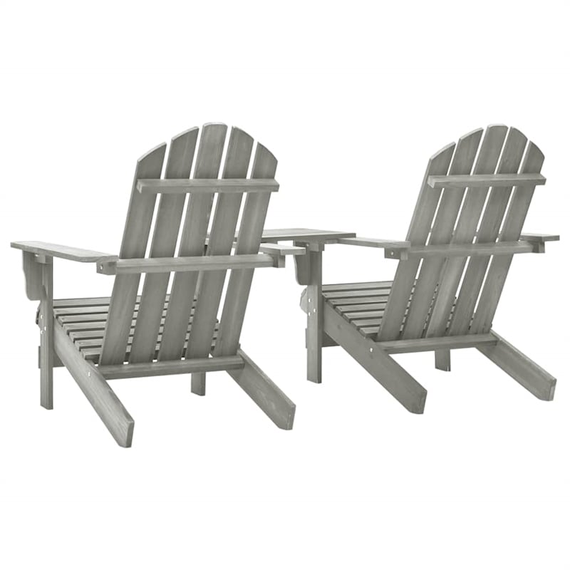 vidaXL Patio Adirondack Chairs with Tea Table Solid Wood Fir Gray