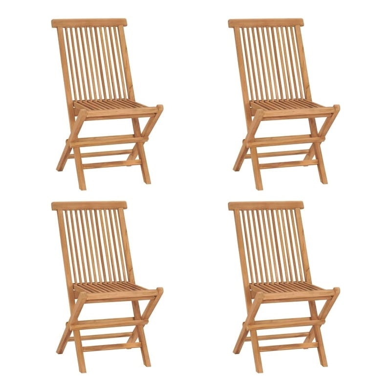 vidaXL Folding Patio Chairs 4 pcs Solid Teak Wood