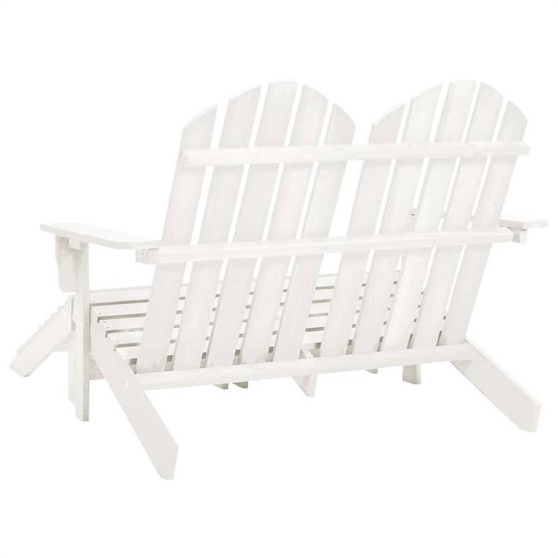 vidaXL 2-Seater Patio Adirondack Chair&Ottoman Fir Wood White