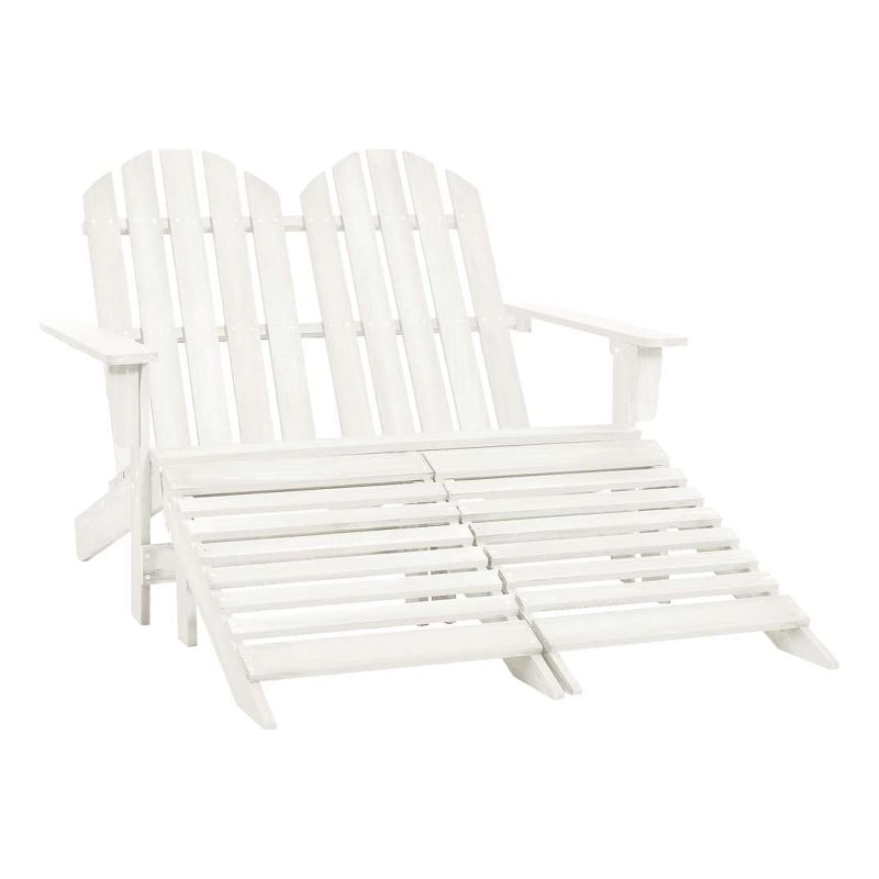 vidaXL 2-Seater Patio Adirondack Chair&Ottoman Fir Wood White