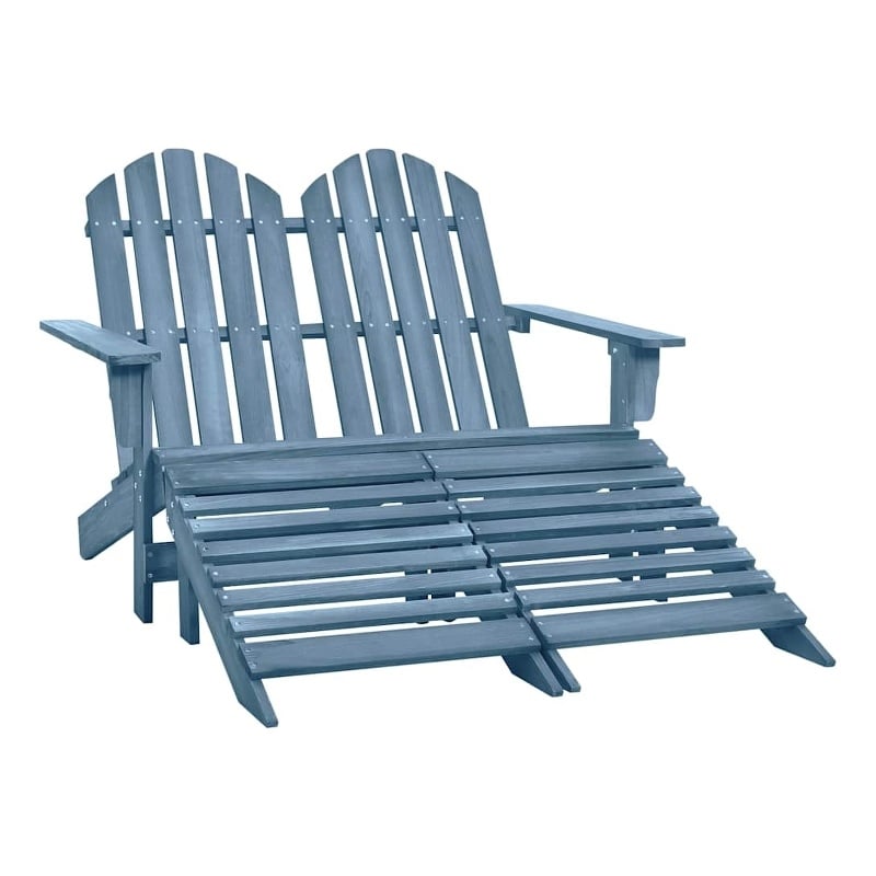 vidaXL 2-Seater Patio Adirondack Chair&Ottoman Fir Wood Blue