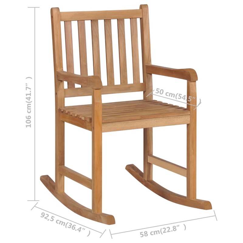 vidaXL Rocking Chair with Cream Cushion Solid Teak Wood