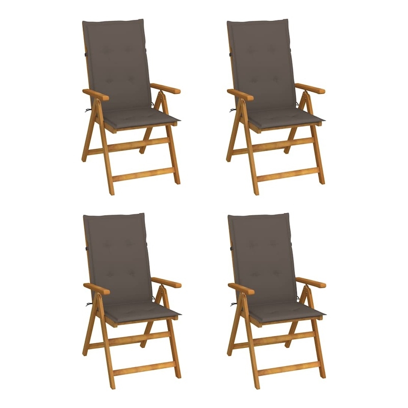 vidaXL Patio Reclining Chairs 4 pcs with Cushions Solid Acacia Wood
