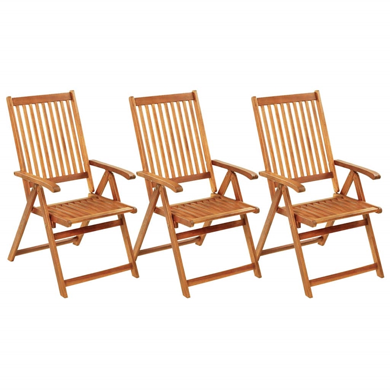 vidaXL Folding Patio Chairs 3 pcs with Cushions Solid Acacia Wood